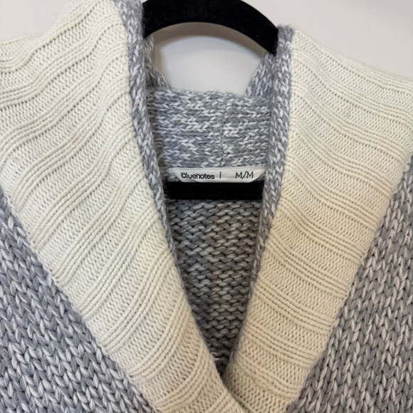 Bluenotes Cabin Sock Monkey Style Button Up Cardigan Sweater Grey & Red Stripes - Picture 5 of 6